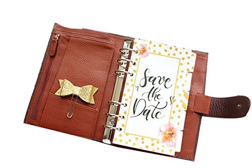 Aimeio Colorful A5 Size 6-Ring Binder Refillable Paper Index Dividers Pages with 5 Tab for Filofax Spiral Notebook Planner,5 Sheets (A5 Gold)