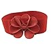 Lady Faux Leather Flower Decor Elastic Red Wide Cinch Belt