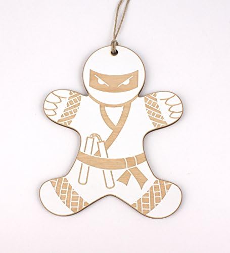 White Ninja Gingerbread Man Christmas Ornament