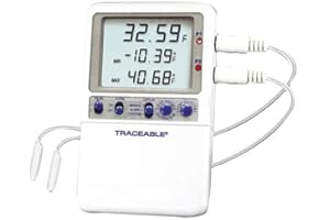 Traceable Calibrated Digital Fridge Thermometer/Freezer Thermometer with 2 Bullet Probes, –58 to 158 Fahrenheit, 0.01 Resolution, Accuracy of 0.3 Degree Celsius