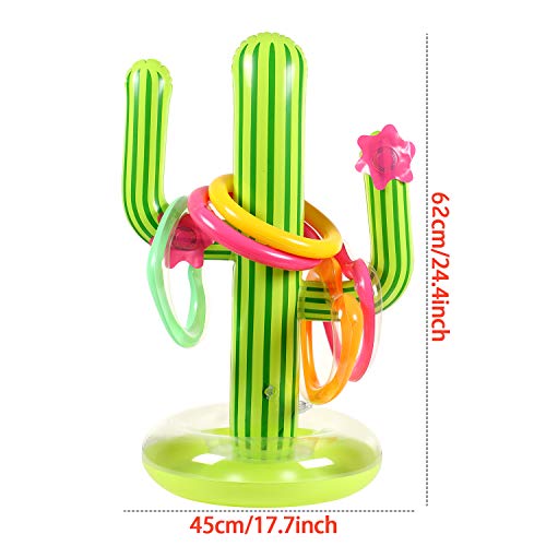 G.C 16 Pcs Inflatable Cactus Ring Toss Game Toys Sets for Kids Cactus Float Pool Toys for Luau Beach Party Supplies Outdoor Indoor Summer Games for Kids Adults Family