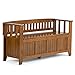 Simpli Home Acadian Solid Wood Entryway Bench, Light Avalon Solid Wood Brown