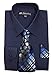 Fortino Landi Men's Long Sleeve Dress Shirt With Matching Tie And Handkerchief