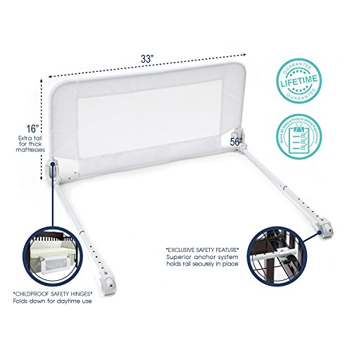 Hiccapop Convertible Crib Bed Rail for Toddlers, Crib Rail Guard, White