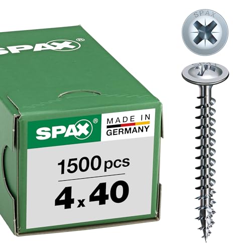 SPAX Universal screw, 4 x 40 mm, 1500 pieces, full thread, flange head, cross recess Z2, 4CUT, WIROX - 0281010400402
