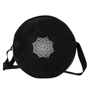 SNOWINSPRING Yoga Wheel Bag Nylon Black Mandala Flower 36x14cm Yoga Circle Bag for Yoga Wheel Large Capacity