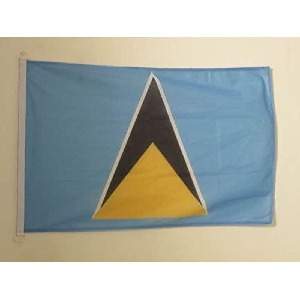 AZ FLAG - Saint Lucia Flag - 2x3 Ft - For Outdoor - Saint Lucian Banner Knitted Polyester with Two Plastic Rings - Fade Resistant - Vivid Colors - 2' x 3' Feet - 90x60 Cm