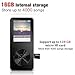 AGPtEK 16GB Portable MP3 Player(Expandable Up to 128GB), Music Player/Voice Recorder/FM Radio with HD Headphone and Adjustable Sport Armband, M28, Black
