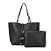 Garden Promo Women Shoulder Bag 2 Piece Tote Bag Pu Leather Handbag Purse Bags Set Black