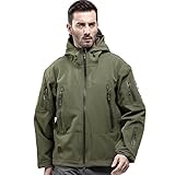 FREE SOLDIER Men Outdoor Waterproof Tactical Softshell Hooded Jacket