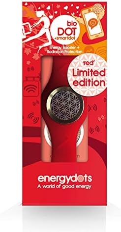 LIMITED EDITION Energydots bioBAND + free smartDOT, Personal energy protection & booster. Powerful EMF protection for mobiles, wireless, PC etc. Retune energy emissions from any device. (Large-Red)