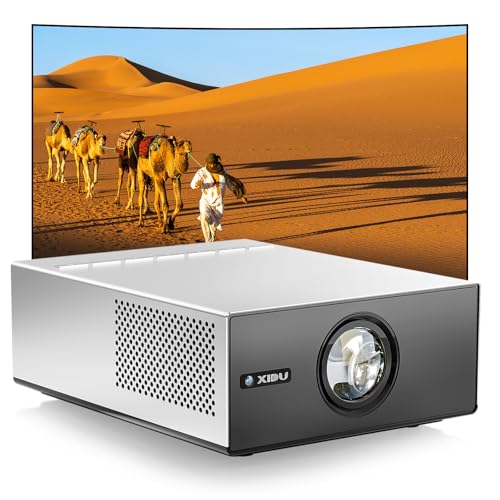 XIDU 1080P Home Theater Projector with Metal Housing, HDMI USB Connectivity, Silver, LCD Display