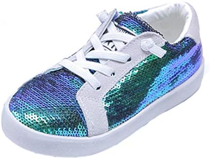 iDuoDuo Girls Glitter Sequins Flat Canvas Shoes Leather Dress Sneakers