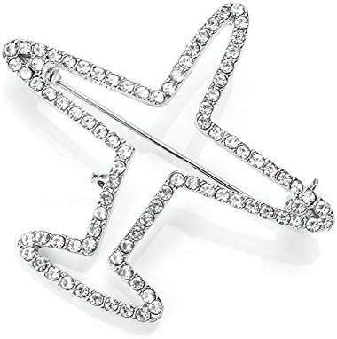 BAMONA Fashion Shining Alloy Rhinestone Wedding Party Brooch Pin Gift for Man and Woman (airplane)