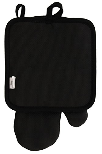 Disney Puppet Oven Mitt & Potholder w/Neoprene for Easy Gripping, Heat Resistant up to 500 Degrees F, Minnie Mouse Glam Dots, Black