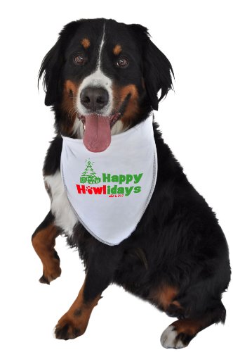 Ruff Ruff And Meow Doggie Bandana Happy Howlidays White Medium