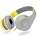 Headphones, Sound Intone I65 Headphones with Microphone and Volume Control for Travel, Work, Sport , Foldable Headset for Iphone and Android Devices, Valentines Day Gifts (Gray/yellow)