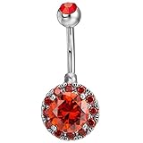 Calors Vitton Silver Plated Round Cubic Zirconia Navel Piercing Belly Rings