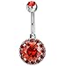 Calors Vitton Silver Plated Round Cubic Zirconia Navel Piercing Belly Rings