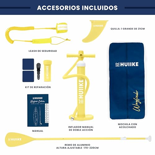 HUIIKE Tabla Paddle Surf Hinchable Touring con Accesorios Incluidos, Remo, Quilla, Leash, Inflador y Mochila. Stand Up Paddle Board Gran Estabilidad y Resistencia