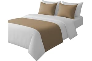 DPS Cotton King 100% Egyptian Cotton Bed Runner Taupe Solid King Size (102x20) 3 Piece Decorative Bed Scarf for Bedroom Hotel Wedding Room with 2 Pillow Shame