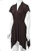 WT1120 Womens Cross V Neck Short Sleeve Empire Line Panel Tunic Top XL Brown
