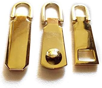 yuankai 6 Pack Metal #5 Zipper Replacement Pull Tab Fixer Repair Zip Kit DIY Gold 3-Styles