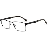 OCCI CHIARI Mens Rectangle Full-Rim Metal Black Non-prescription Clear Optical Glasses