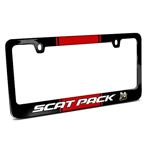 EHAKB Dodge Scat-Pack Racing Stripe Black Metal License Plate Frame - //coolthings.us