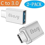 USB Type C Adapter, Ebasy USB C to USB A 3.0 OTG Adapter / C Type USB Converter for Macbook Pro, Galaxy S8 S8+, Google Pixel, Nexus 6P 5X, LG G5 G6, HTC 10, HUAWEI P9 and More(2-Pack, Silver)