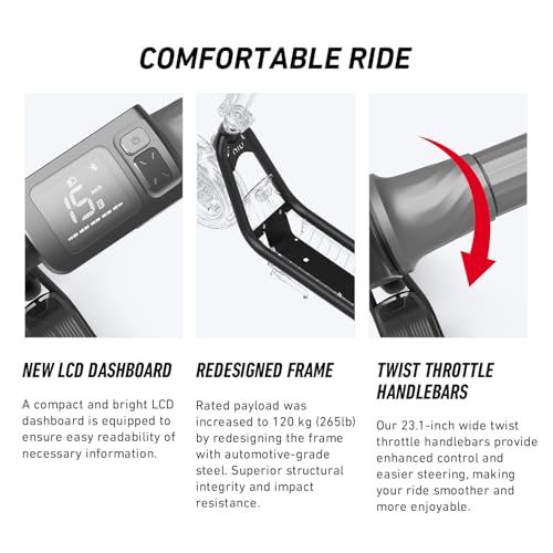 NIU KQi 100P/100F/200P/200F/Air Electric Scooter Adult - E Scooter with Suspension, 600-700W Peak Power, 29-54 KM Max Range, Top Speed 28-32 KM/H, Commuting E-Scooter