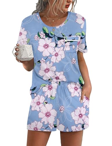Ekouaer Womens Pajama Set Short Sleeve Lounge Set