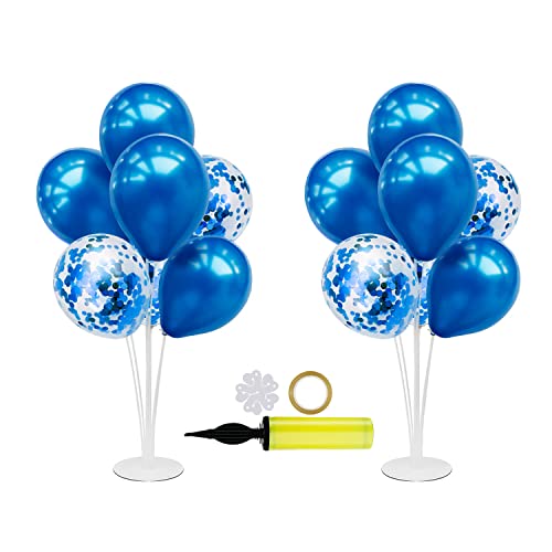 ZJDHPTY Blue Balloon Stand Centerpiece Table Decorations for Father's Day Graduation Boy Baby Shower Gender Reveal Birthday Party Decorations(Blue set2)