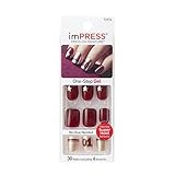 Kiss Products Impress Nails with Sporty Accents, Charity, Burgundy