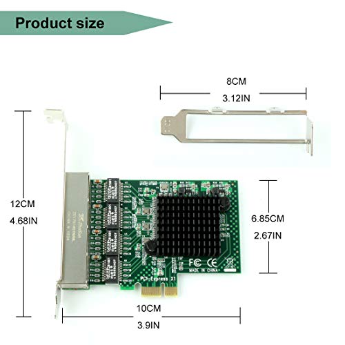 Ubit RJ45 x 4 Gigabit LAN,Gigabit Ethernet PCI Express PCI-E Network Controller Card,10/100/1000mbps,4 RJ45 PCIE Server Network Interface Card, LAN Adapter Converter for Desktop PC