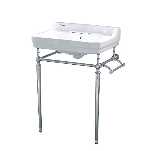Whitehaus Collection WHV024-L33-3H-C Console Sink, White/Polished Chrome
