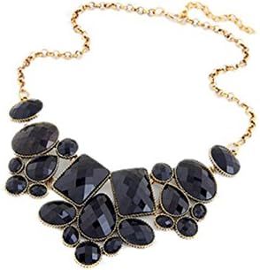 Rovao Fashion exaggerated the flamboyant geometric polygon female temperament of clavicle short necklace (Black)