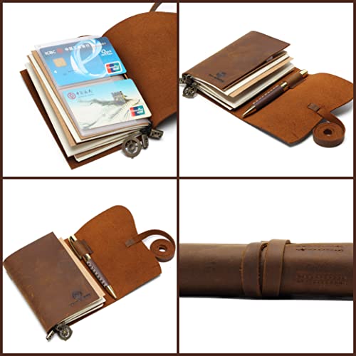Refillable Leather Travel Journal for Men and Women, Handmade Gift Set