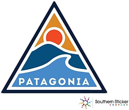 Patagonia triangle sun wave 4x4 inches size - funny stickers for construction hard hat pro union working men lunch box tool box symbol window motorcycle biker car - Made and shipped in USA