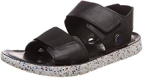 woodland black leather sandals