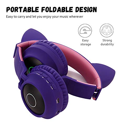 Luckyu Kids Bluetooth 5.0 Cat Ear Headphones Foldable OnEar Stereo