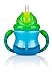 Nuby, Two-Handle Flip N' Sip Children’s 360 Degree Straw Sippy Cup, 8 Ounce, Blue and Green