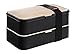 PuTwo Bento Box Leakproof 2 Tier with Cutlery Lunch Box Microwave BPA Free All-in-One - Bamboo Black