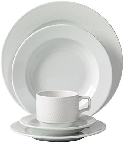 Andrea White Debossed Porcelain 20-piece Dinnerware Set