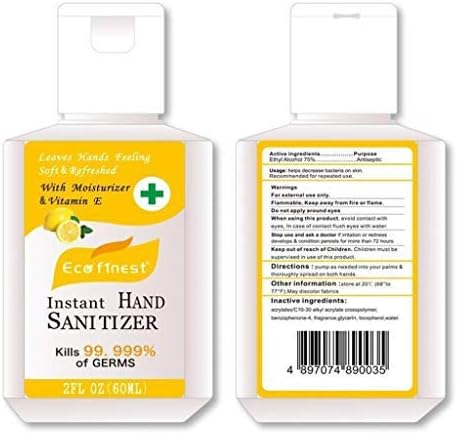 Dowager Botanical Hand Sanitizer Gel,60ml/2oz Free Foaming Hand Sanitizer,No Rinse Foam Hand Soap Gel,Kid Friendly,Travel Size with Moisturizing Formula (Yellow)
