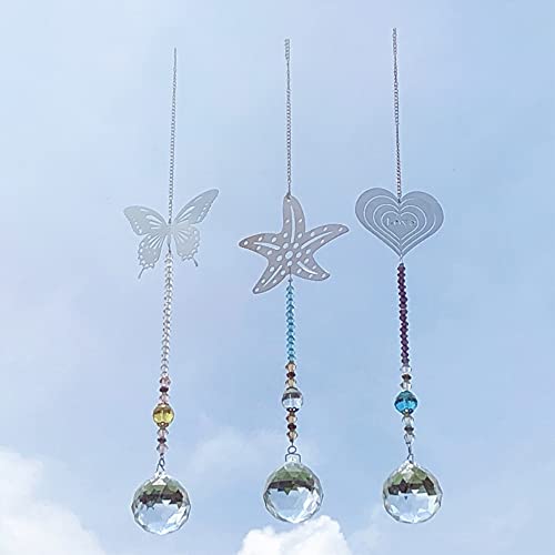 Simunliyg 3 Pcs Crystal Garden Suncatcher Hanging Ornament Rainbow Maker Crystals Ball Prisms Pendant for Christmas Day, Birthday, Plants, Cars, Home, Garden Window Decor
