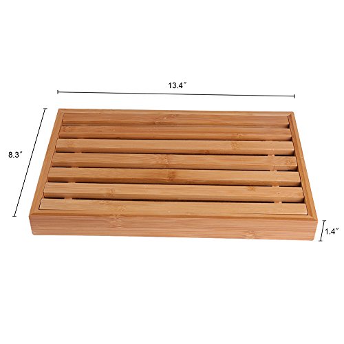ISINO Eco-Friendly Bamboo Fiber Bread Slicer Cutting Board with Compact Foldable Stabilizer Stop Board and Built-In Crumb Catcher(13.4 x 8.3 x 4.1 Inch) - Thumbnail 3