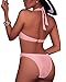 Tempt Me Women One Piece Sexy See Through Mesh Cutout Halter Monokini Pink S