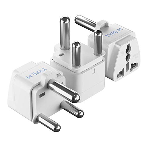 Ceptics South Africa Travel Plug Adapter (Type M) 3 Pack [Grounded & Universal] (GP10L3PK