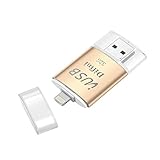 Difini USB Flash Drive, Memory Stick 32GB with Lightning Connector for iPhone iPad iPod iOS PC Apple Android, External Storage Expansion Thumb Drive Adapter (Golden)